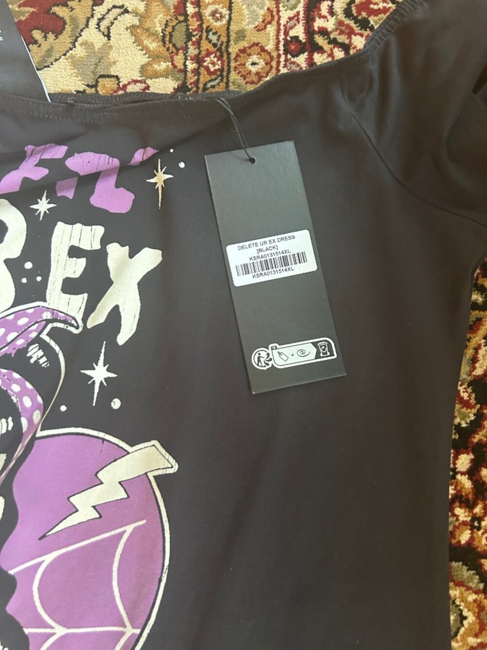 Killstar Delete Ur Ex Dress Black Purple Graphic Mini Dress 4XL NWT - Picture 2 of 2
